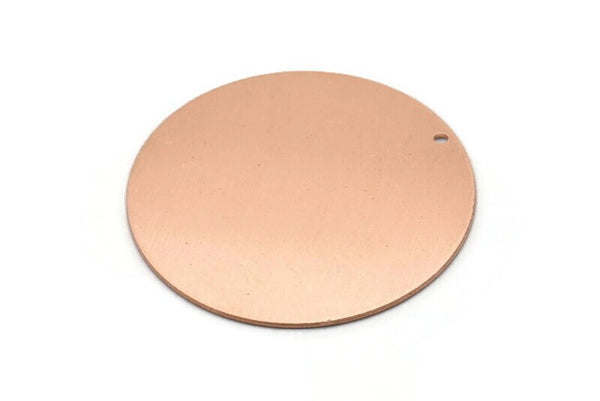 Copper Round Charm, Raw Copper Charm With 1 Hole, Pendants, Findings (40x0.80mm) M02987