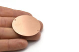 Copper Round Charm, Raw Copper Charm With 2 Holes, Pendants, Findings (40x0.80mm) M02989