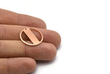Copper Round Charm, 4 Raw Copper Round Tags, Round Charms With 1 Hole (22x0.80mm) M02950