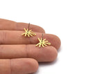 Brass Sun Earring, 8 Raw Brass Sun Stud Earrings With 1 Loop (13x15x0.80mm) M02256 A0550
