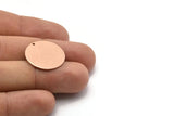 Copper Round Charm, 4 Raw Copper Round Tags, Round Charms With 1 Hole (22x0.80mm) M02946