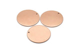 Copper Round Charm, 4 Raw Copper Round Tags, Round Charms With 1 Hole (22x0.80mm) M02946
