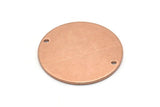 Copper Round Charm, 4 Raw Copper Round Tags, Round Charms With 2 Holes (22x0.80mm) M02945