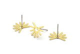 Brass Sun Earring, 8 Raw Brass Sun Stud Earrings (11x15x0.80mm) M02254 A0618