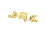 Pirinç Ay Küpe, 10 Dokulu Ham Pirinç Hilal Ay Evreleri Küpe (15x8x1mm) M01863 A2551