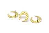 Brass Moon Earring, 4 Hammered Raw Brass Crescent Moon Stud Earrings (18x6x1mm) M02164 A2548