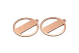 Copper Round Charm, 4 Raw Copper Round Tags, Round Charms With 1 Loop (24x22x0.80mm) M02948