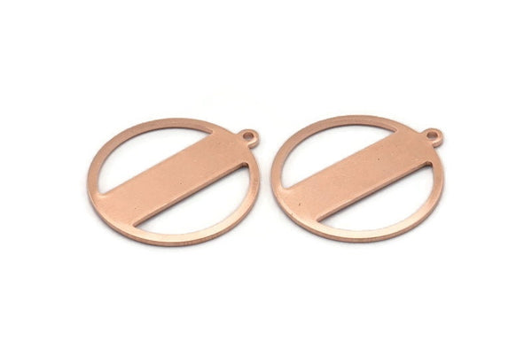 Copper Round Charm, 4 Raw Copper Round Tags, Round Charms With 1 Loop (24x22x0.80mm) M02948