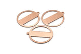 Copper Round Charm, 4 Raw Copper Round Tags, Round Charms With 1 Loop (24x22x0.80mm) M02948