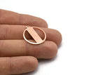 Copper Round Charm, 4 Raw Copper Round Tags, Round Charms With 1 Loop (24x22x0.80mm) M02948