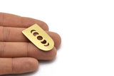 D Shape Blank, 4 Raw Brass Moon Phases D Shaped Stamping Blanks, Findings (35x20x0.80mm) M03194