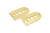 Brass D Shape, 4 Raw Brass Moon Phases D Shape Charms With 2 Holes (35x20x0.80mm) M03198