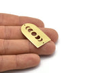 Brass D Shape, 4 Raw Brass Moon Phases D Shape Charms With 2 Holes (35x20x0.80mm) M03198
