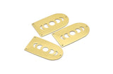 Brass D Shape, 4 Raw Brass Moon Phases D Shape Charms With 3 Holes (35x20x0.80mm) M03197