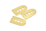 Brass D Shape, 4 Raw Brass Moon Phases D Shape Charms With 4 Holes (35x20x0.80mm) M03195