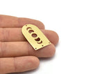Brass D Shape, 4 Raw Brass Moon Phases D Shape Charms With 4 Holes (35x20x0.80mm) M03195