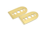 Brass D Shape, 4 Raw Brass Moon Phases D Shape Charms With 8 Holes (35x20x0.80mm) M03201