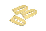 Brass D Shape, 4 Raw Brass Moon Phases D Shape Charms With 8 Holes (35x20x0.80mm) M03201