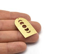 Brass D Shape, 4 Textured Raw Brass Moon Phases D Shape Charms With 1 Hole (35x20x0.80mm) M03203