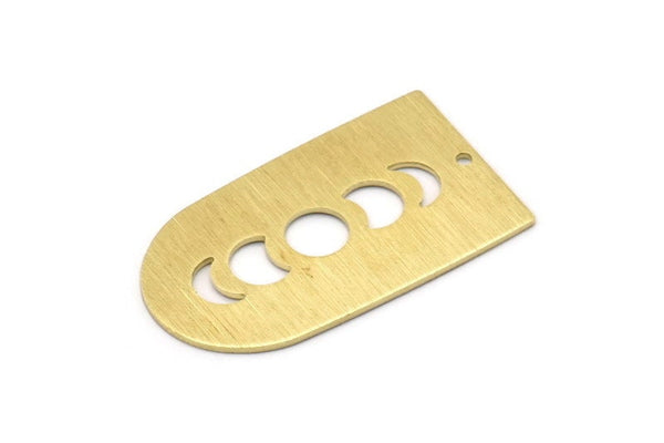 Brass D Shape, 4 Textured Raw Brass Moon Phases D Shape Charms With 1 Hole (35x20x0.80mm) M03204