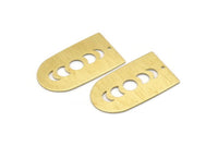 Brass D Shape, 4 Textured Raw Brass Moon Phases D Shape Charms With 1 Hole (35x20x0.80mm) M03204