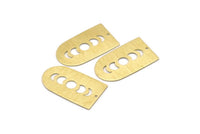 Brass D Shape, 4 Textured Raw Brass Moon Phases D Shape Charms With 1 Hole (35x20x0.80mm) M03204