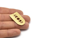 Brass D Shape, 4 Textured Raw Brass Moon Phases D Shape Charms With 1 Hole (35x20x0.80mm) M03204