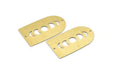 Brass D Shape, 4 Textured Raw Brass Moon Phases D Shape Charms With 2 Holes (35x20x0.80mm) M03205