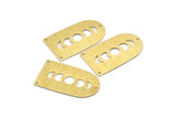 Brass D Shape, 4 Textured Raw Brass Moon Phases D Shape Charms With 3 Holes (35x20x0.80mm) M03206