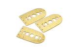 Brass D Shape, 4 Textured Raw Brass Moon Phases D Shape Charms With 4 Holes (35x20x0.80mm) M03207