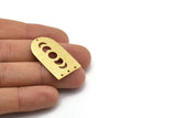 Brass D Shape, 4 Textured Raw Brass Moon Phases D Shape Charms With 4 Holes (35x20x0.80mm) M03207