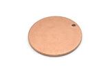 Copper Round Charm, 6 Raw Copper Round Tags, Round Charms With 1 Hole (18x0.80mm) M03028