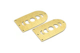 Brass D Shape, 4 Textured Raw Brass Moon Phases D Shape Charms With 4 Holes (35x20x0.80mm) M03208