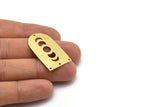 Brass D Shape, 4 Textured Raw Brass Moon Phases D Shape Charms With 4 Holes (35x20x0.80mm) M03208