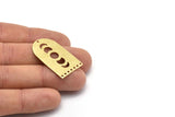 Brass D Shape, 4 Textured Raw Brass Moon Phases D Shape Charms With 8 Holes (35x20x0.80mm) M03209