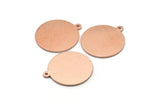 Copper Round Charm, 6 Raw Copper Round Tags, Round Charms With 1 Loop (20x18x0.80mm) M03025