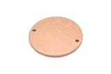 Copper Round Charm, 6 Raw Copper Round Tags, Round Charms With 2 Holes (18x0.80mm) M03026