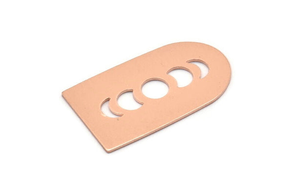 D Shape Blank, 2 Raw Copper Moon Phases D Shaped Stamping Blanks, Findings (35x20x0.80mm) M03210