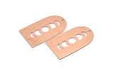 Copper D Shape, 2 Raw Copper Moon Phases D Shape Charms With 1 Hole (35x20x0.80mm) M03212