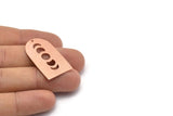 Copper D Shape, 2 Raw Copper Moon Phases D Shape Charms With 1 Hole (35x20x0.80mm) M03212