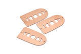 Copper D Shape, 2 Raw Copper Moon Phases D Shape Charms With 2 Holes (35x20x0.80mm) M03213