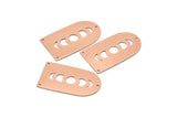 Copper D Shape, 2 Raw Copper Moon Phases D Shape Charms With 3 Holes (35x20x0.80mm) M03214