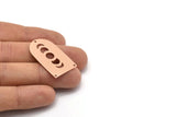 Copper D Shape, 2 Raw Copper Moon Phases D Shape Charms With 3 Holes (35x20x0.80mm) M03214