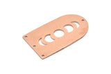 Copper D Shape, 2 Raw Copper Moon Phases D Shape Charms With 4 Holes (35x20x0.80mm) M03215