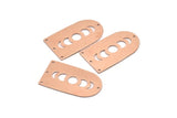 Copper D Shape, 2 Raw Copper Moon Phases D Shape Charms With 4 Holes (35x20x0.80mm) M03215