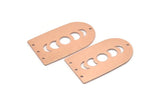 Copper D Shape, 2 Raw Copper Moon Phases D Shape Charms With 4 Holes (35x20x0.80mm) M03216