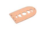 Copper D Shape, 2 Raw Copper Moon Phases D Shape Charms With 4 Holes (35x20x0.80mm) M03216