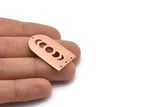 Copper D Shape, 2 Raw Copper Moon Phases D Shape Charms With 4 Holes (35x20x0.80mm) M03216