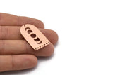 Copper D Shape, 2 Raw Copper Moon Phases D Shape Charms With 8 Holes (35x20x0.80mm) M03217