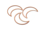 Copper Moon Charm, 6 Raw Copper Crescent Moon Charms With 1 Hole (33x13x0.80mm) M03114